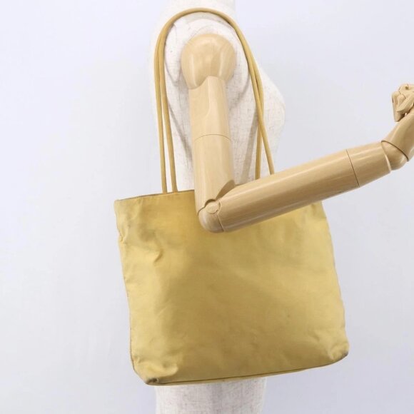 PRADA Tote Bag Nylon Yellow Silver